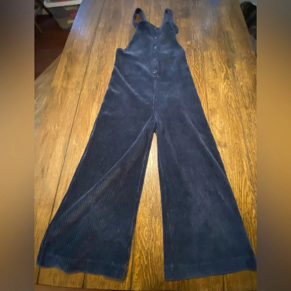 Texture And Thread Madewell Blue Retro Wide Leg Corduroy Overalls Size XS C5 - Picture 2 of 8